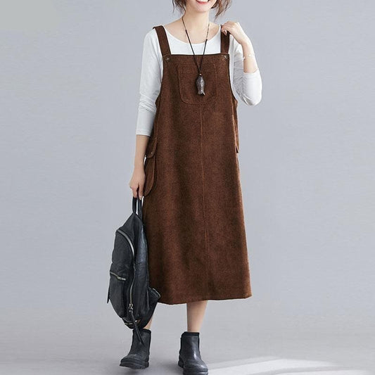 Plus Size Corduroy Overall Dress Buddha Trends