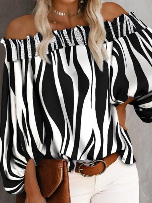 Women's Blouses Striped One-Shoulder Chiffon Blouse - Blouses - Instastyled | Online Fashion Free Shipping Clothing, Dresses, Tops, Shoes - 21/07/2022 - BLO2207211786 - Blouses